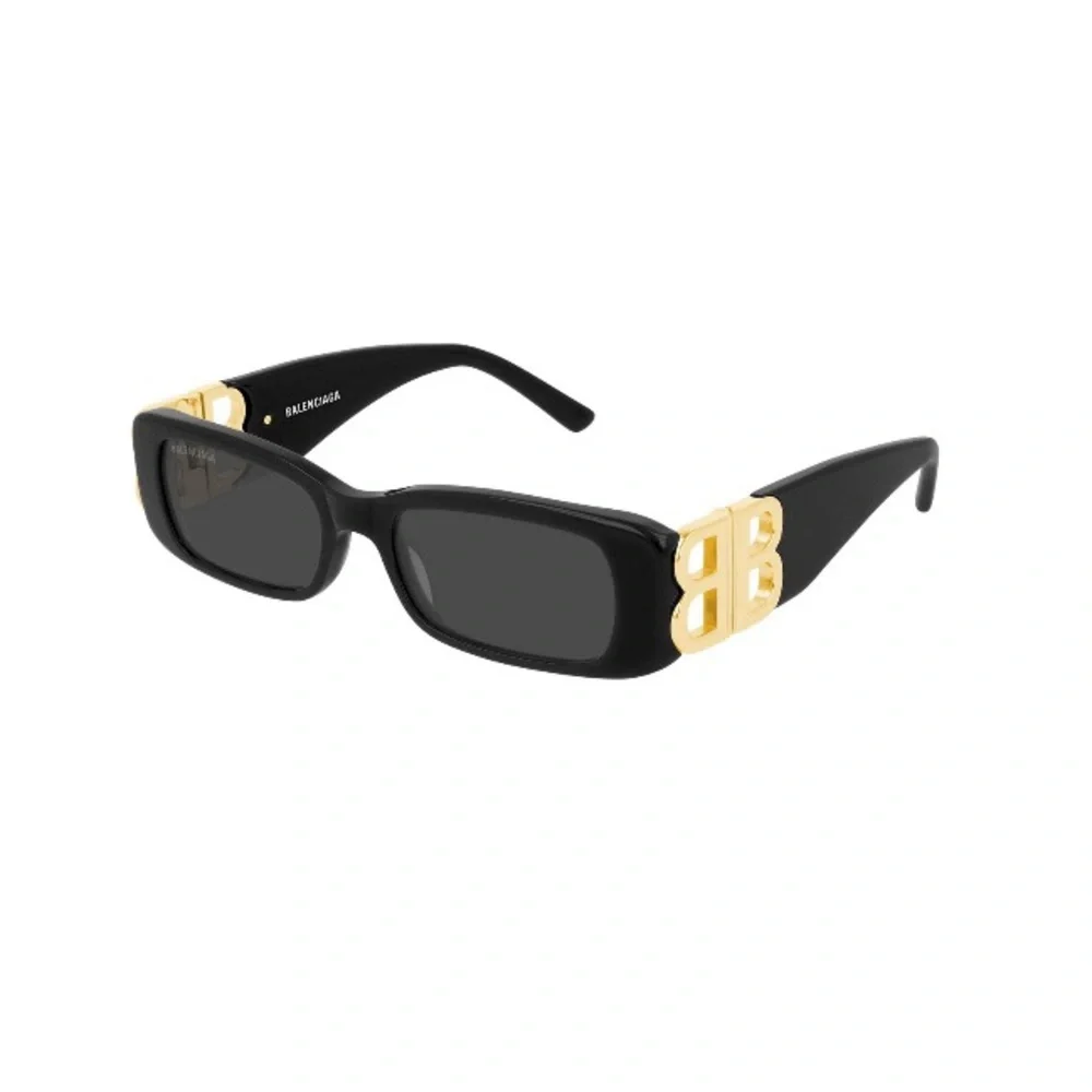 Balenciaga Black Rectangular Logo Sunglasses